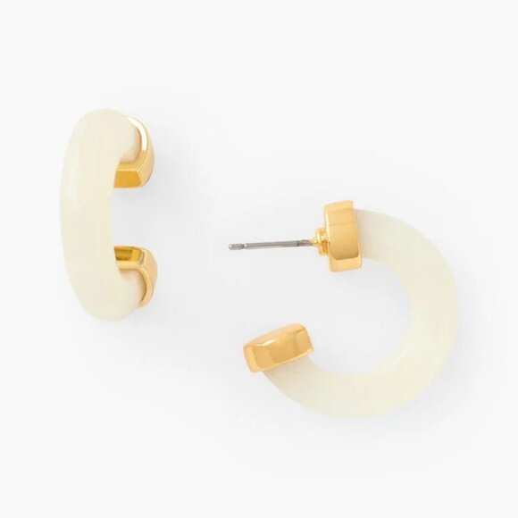 Talbots Resin Hoop Earrings Ivory/Gold - New with Tags - Picture 1 of 4